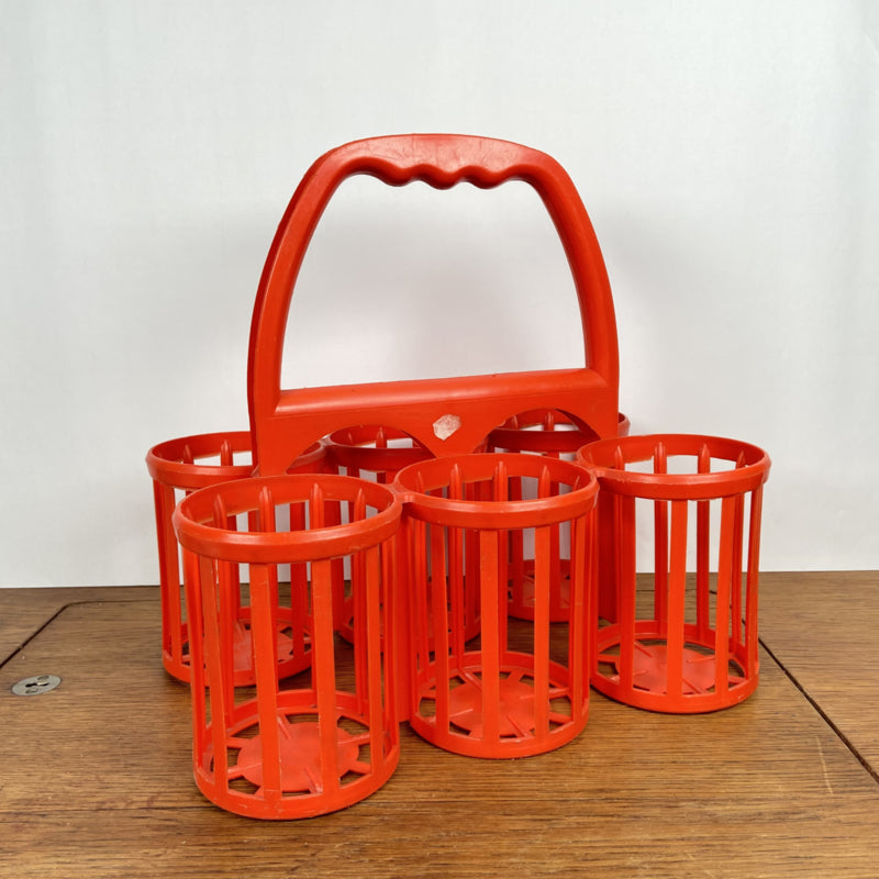 Plastic oranje flessenrek