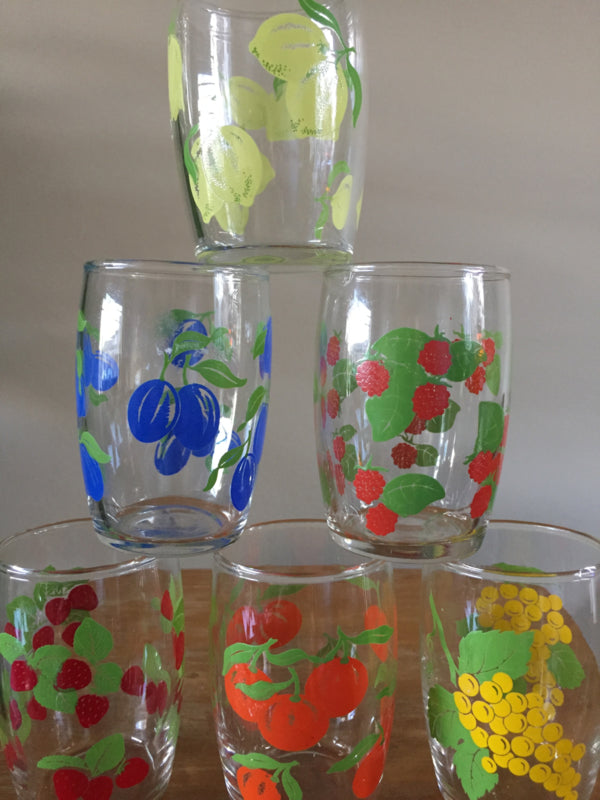 Set vintage fruitglaasjes