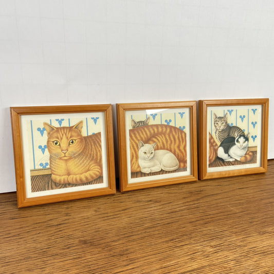 3 luik katten schilderijtjes