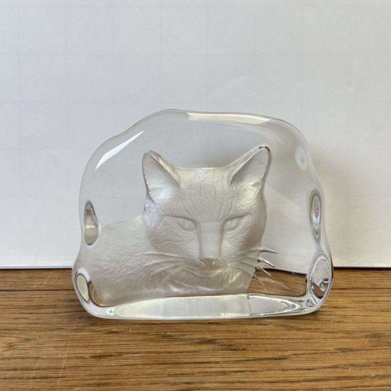 Glazen presse papier kat