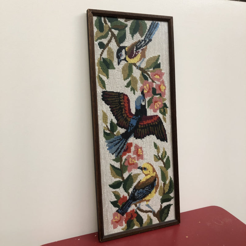 Geborduurd schilderij vogels