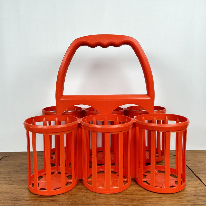 Plastic oranje flessenrek
