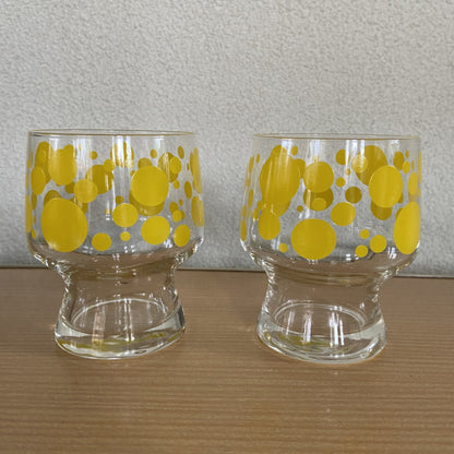 2 vintage glazen gele stippen