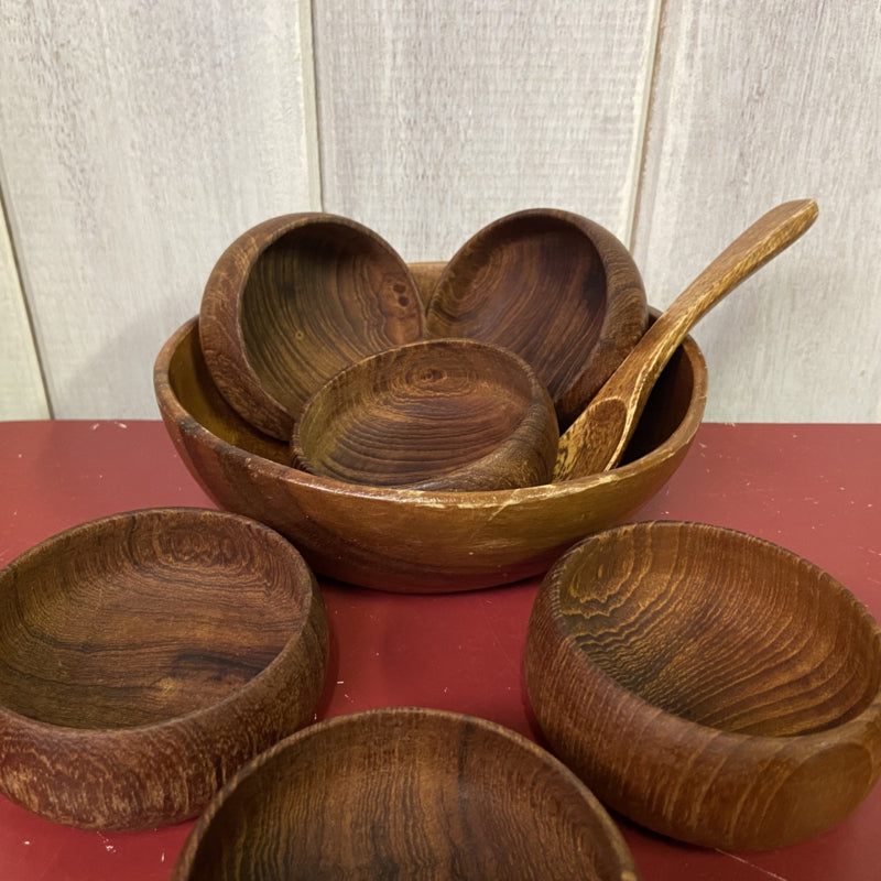Vintage houten pinda set