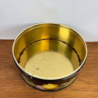 Vintage rond blik IRA tulpen zwart