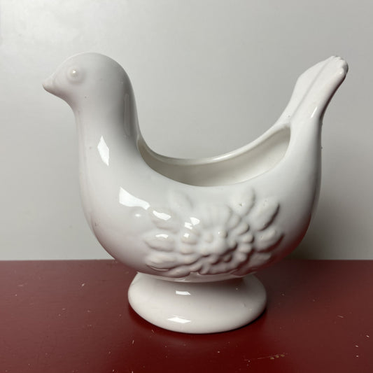 Vintage bloempot witte duif