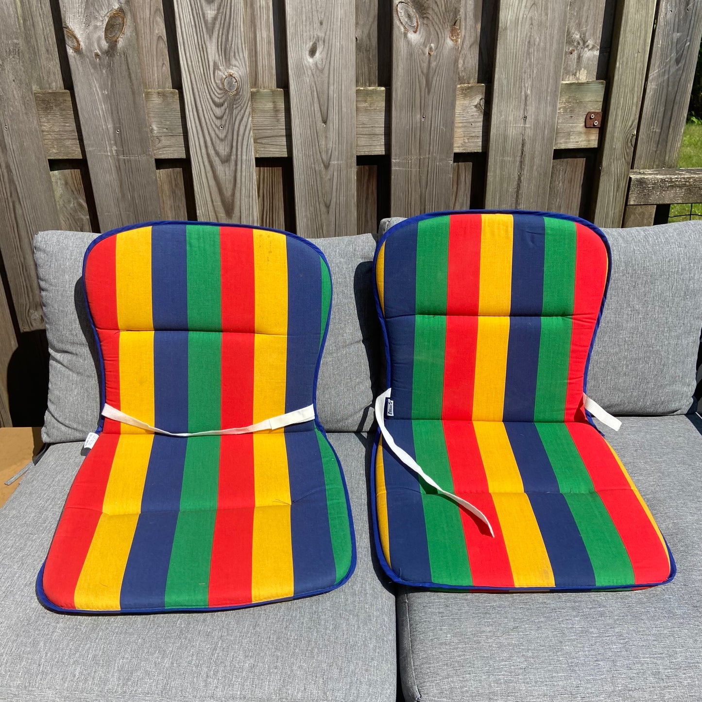 Vintage tuinstoel kussens streep
