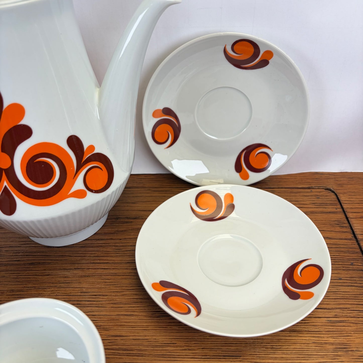 Vintage Colditz koffieservies oranje bruin