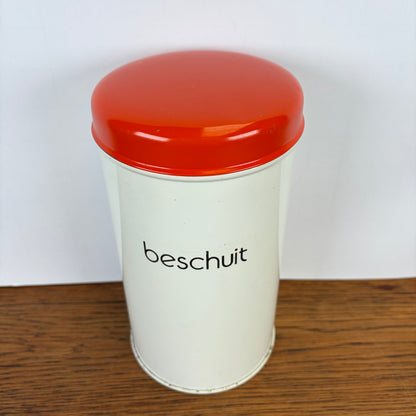 Vintage beschuitbus Brabantia wit oranje