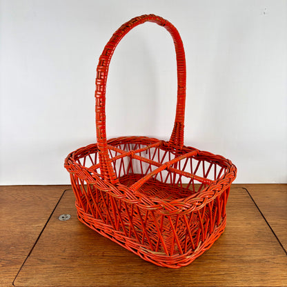 Vintage oranje rieten flessenrek
