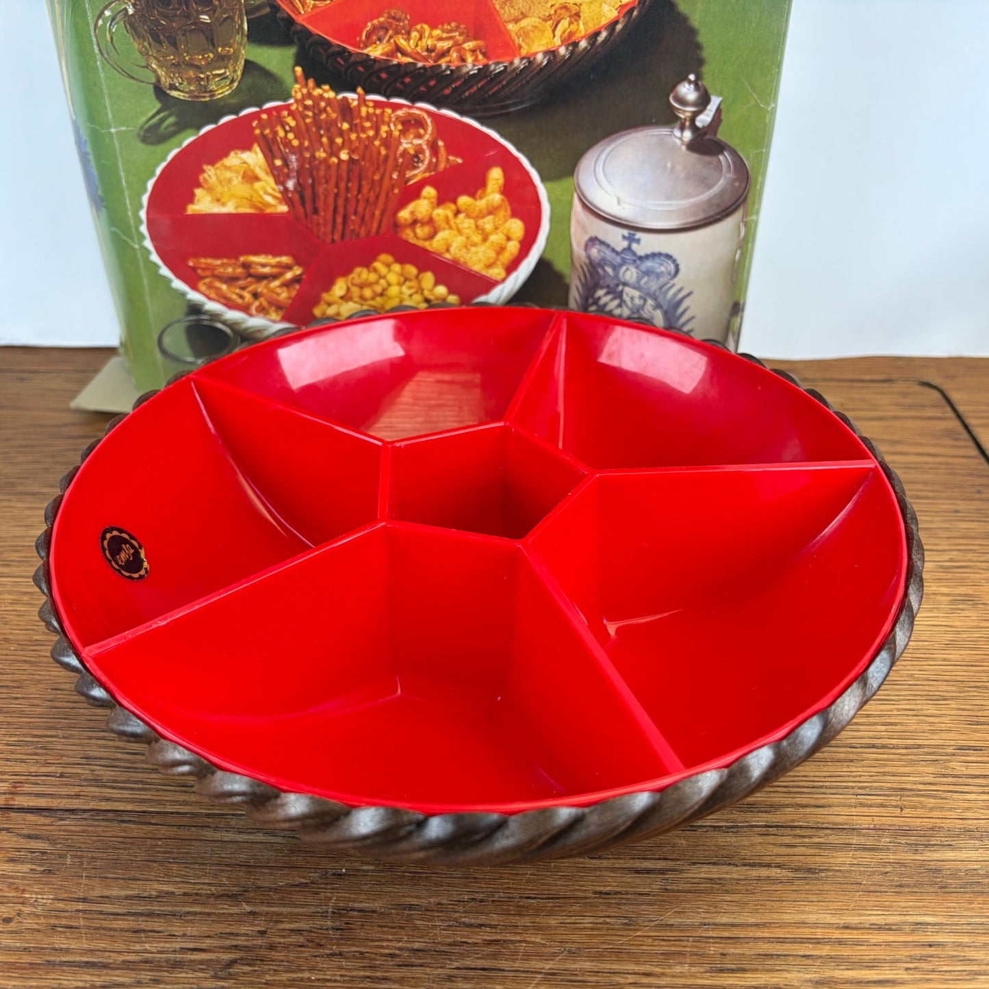 Vintage Emsa snackschaal rood met originele doos