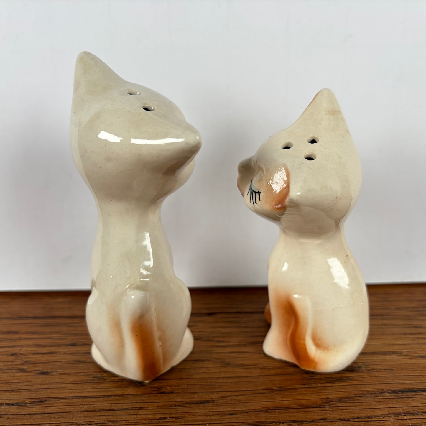 Vintage peper en zoutstel bruine katten