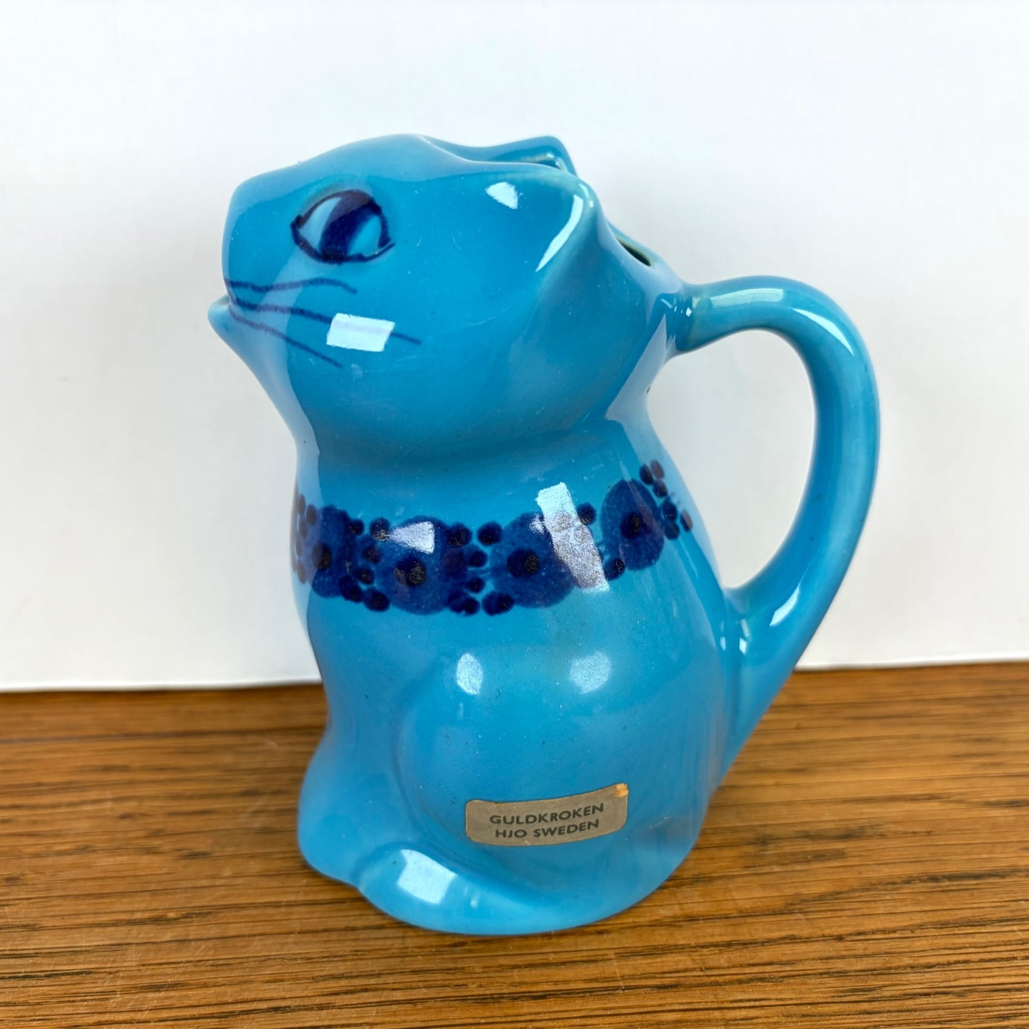 Vintage Guldkroken Hjo Sweden roomkannetje kat