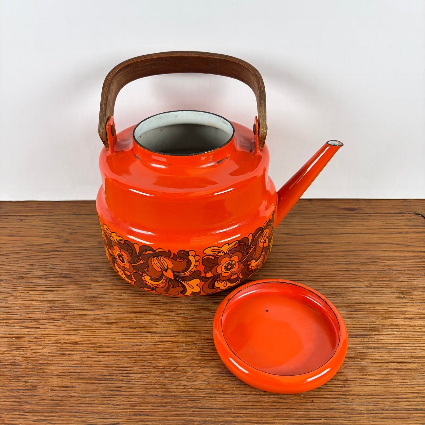 Vintage emaille theepot oranje