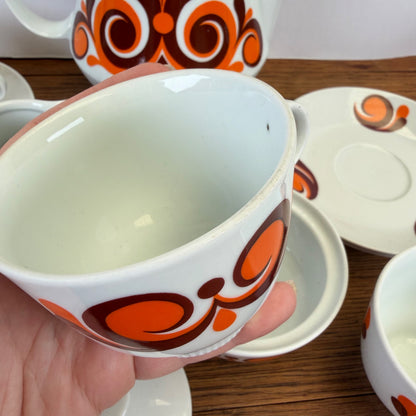 Vintage Colditz koffieservies oranje bruin