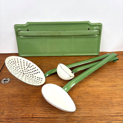 Vintage emaille lepelrek groen