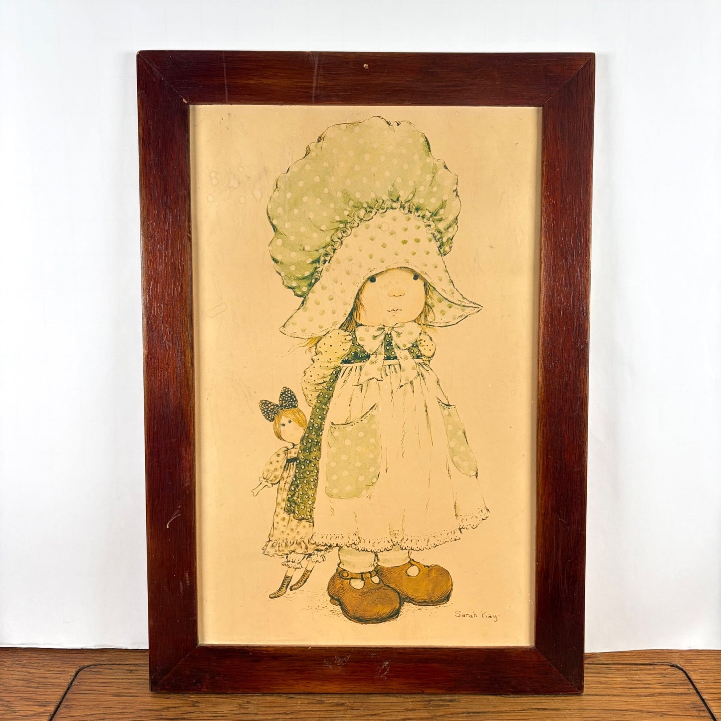 Vintage Sarah Kay tekening in lijst