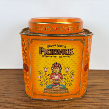 Vintage Pickwick theeblik oranje Douwe Egberts