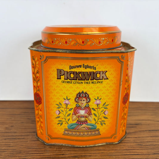 Vintage Pickwick theeblik oranje Douwe Egberts