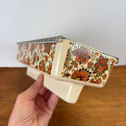Vintage radiatorbakje paisley oranje met rooster