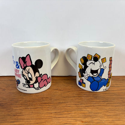Vintage mokken Baby Mickey & Baby Minnie Albert Heijn 1987
