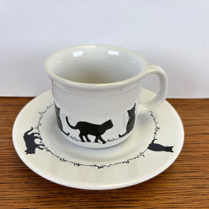 Vintage kop en schotel zwarte katten