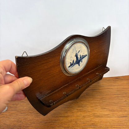 Vintage houten lepelrekje met molen