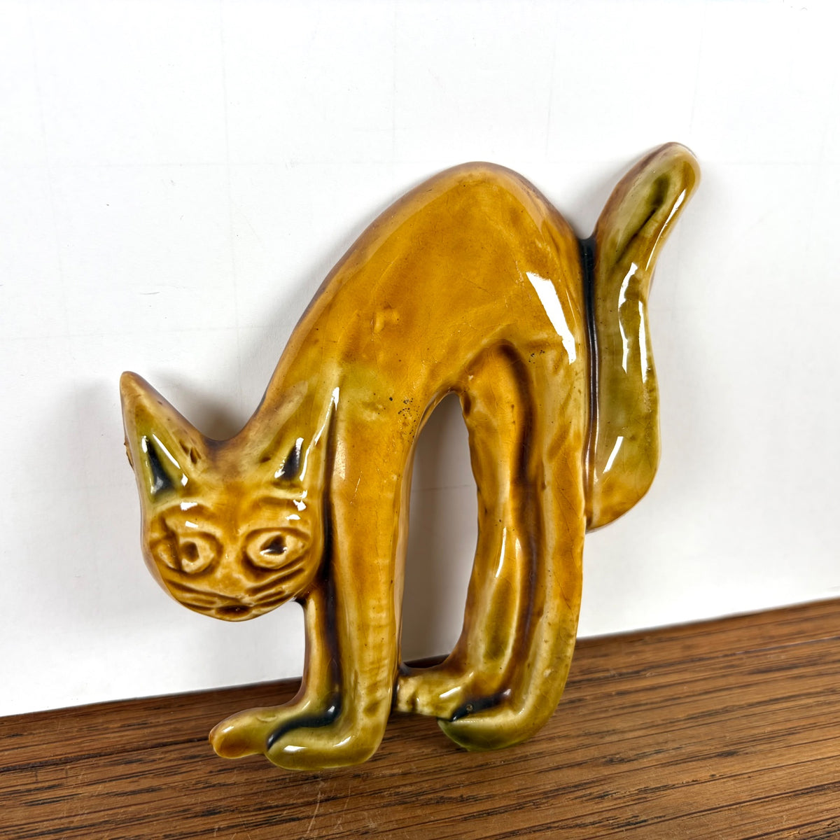 Vintage keramieken muurhanger kat