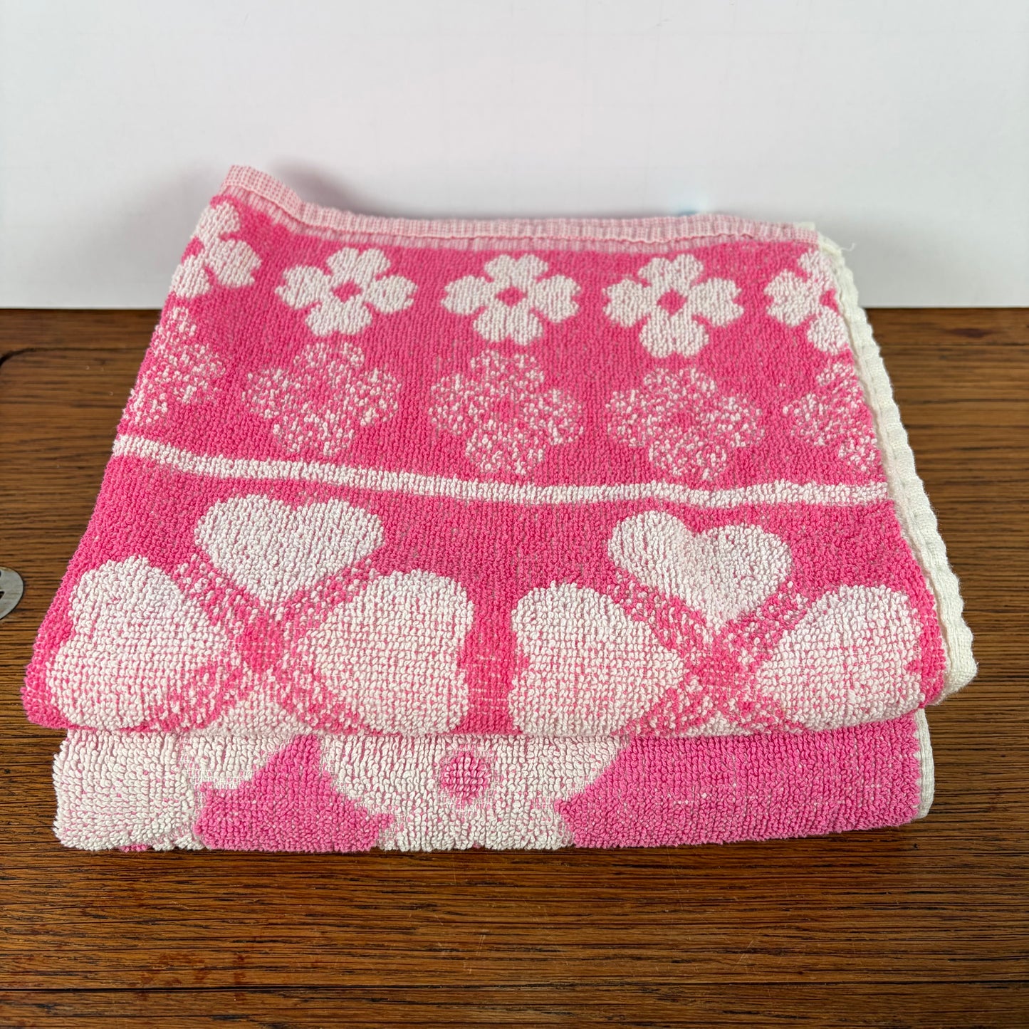 3 vintage handdoeken roze