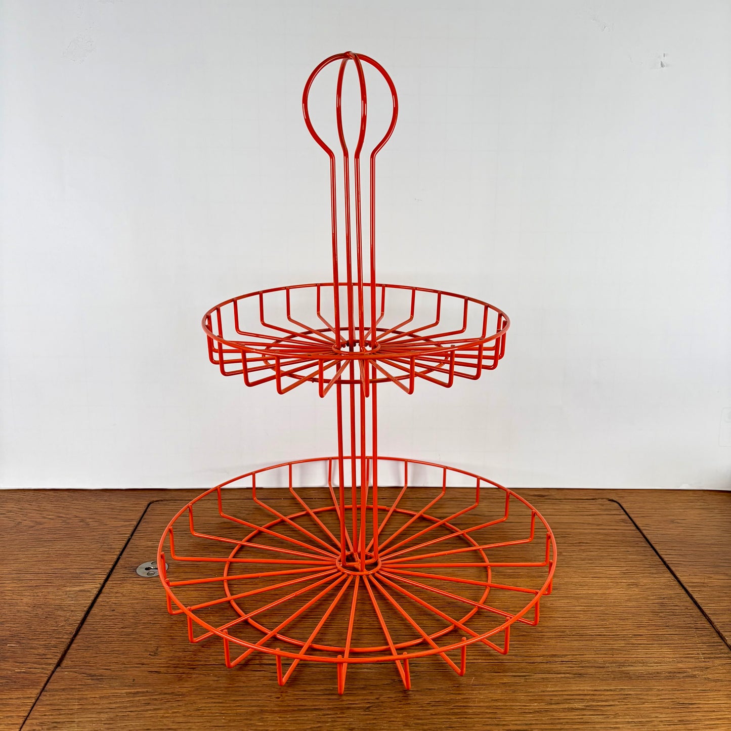 Vintage oranje etagere fruitschaal