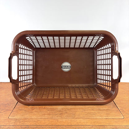 Vintage bruine plastic wasmand Sulo