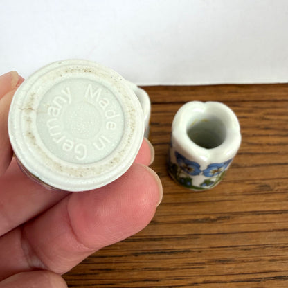 Vintage 3 porseleinen kandelaartjes viooltjes