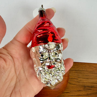 Vintage kerstbal Kerstman hoofd