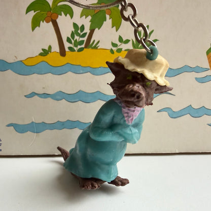 Vintage sleutelhanger de grote boze wolf