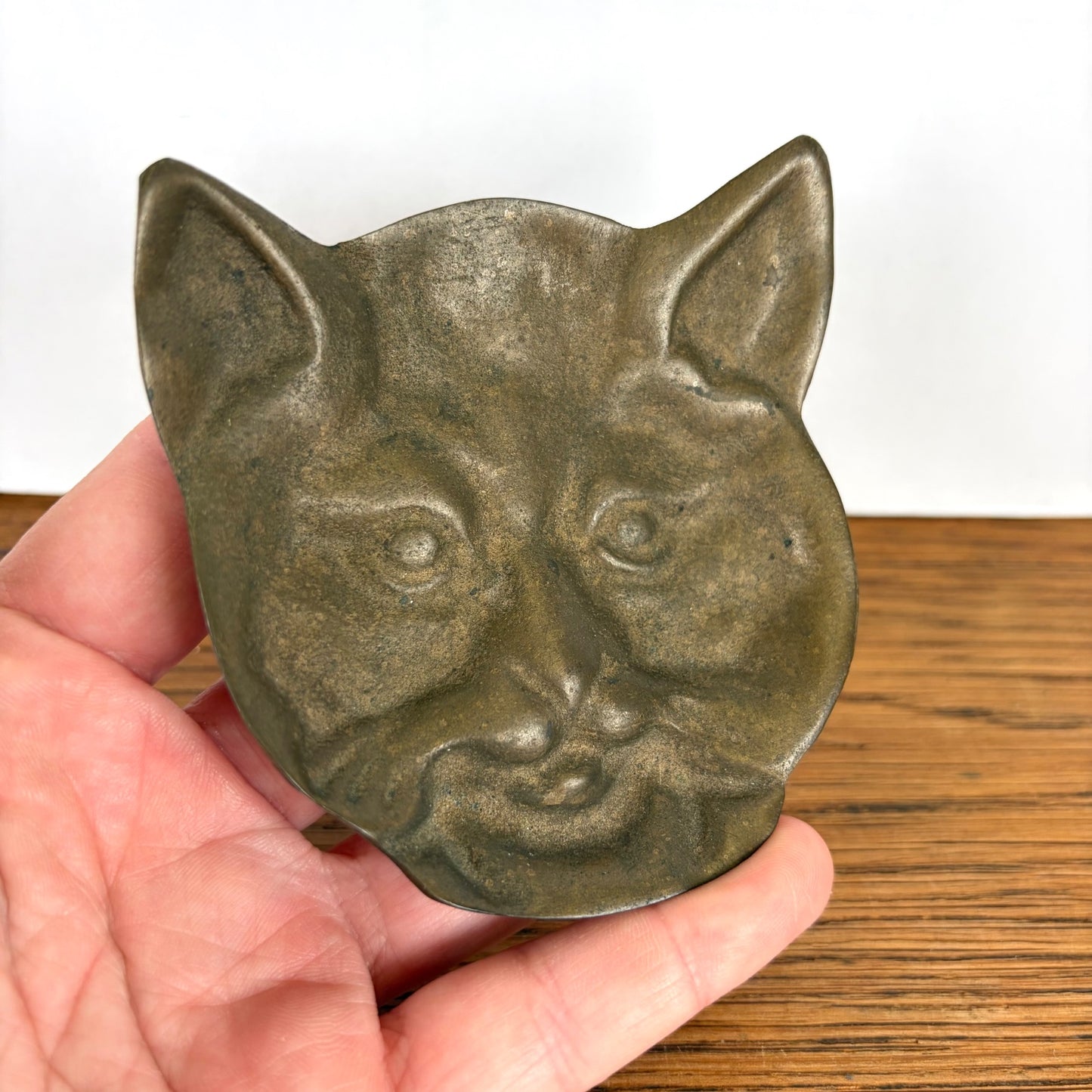 Vintage messing snuisterijen schaaltje kat