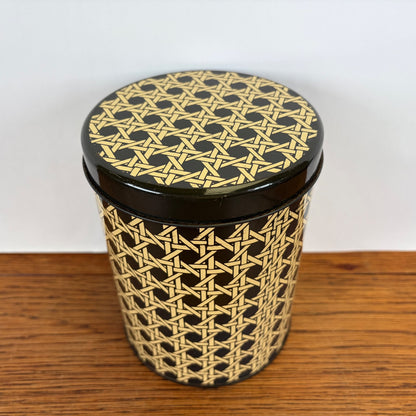 Vintage blik vlechtwerk motief bruin creme