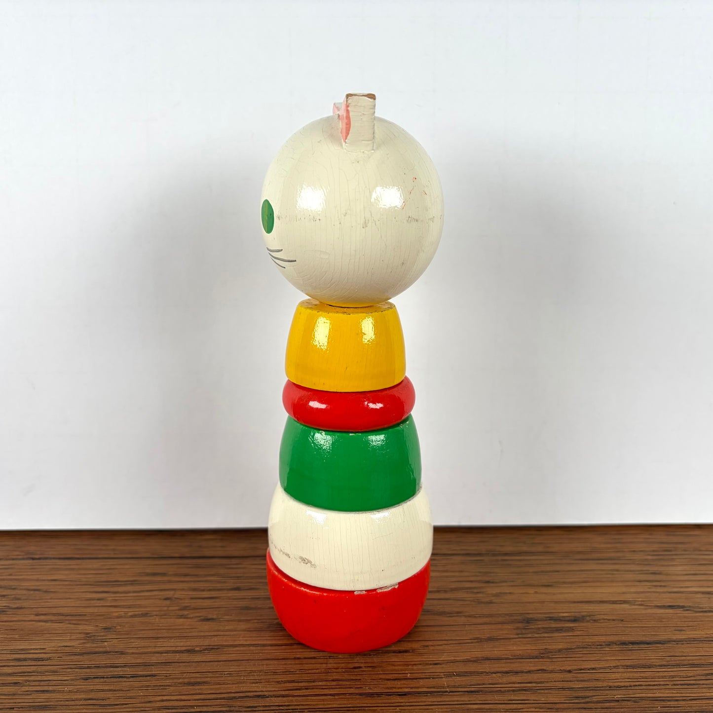 Vintage Stapelfiguur houten kat