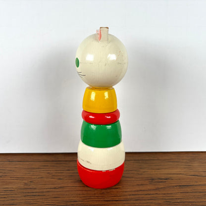 Vintage Stapelfiguur houten kat