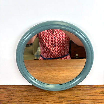 Vintage ronde spiegel blauw grijs
