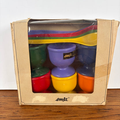 Vintage Emsa eierdopjes met lepeltjes