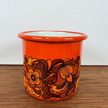 Vintage oranje emaille beker