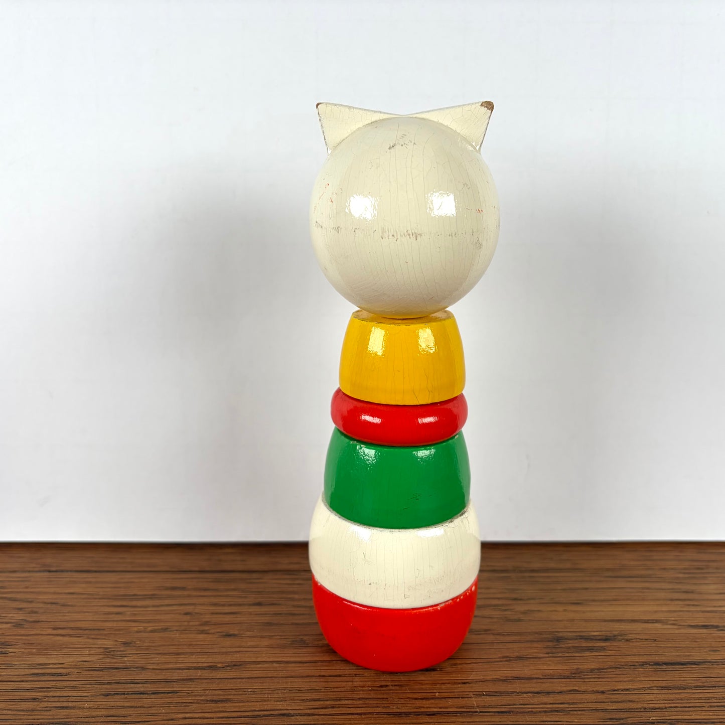 Vintage Stapelfiguur houten kat