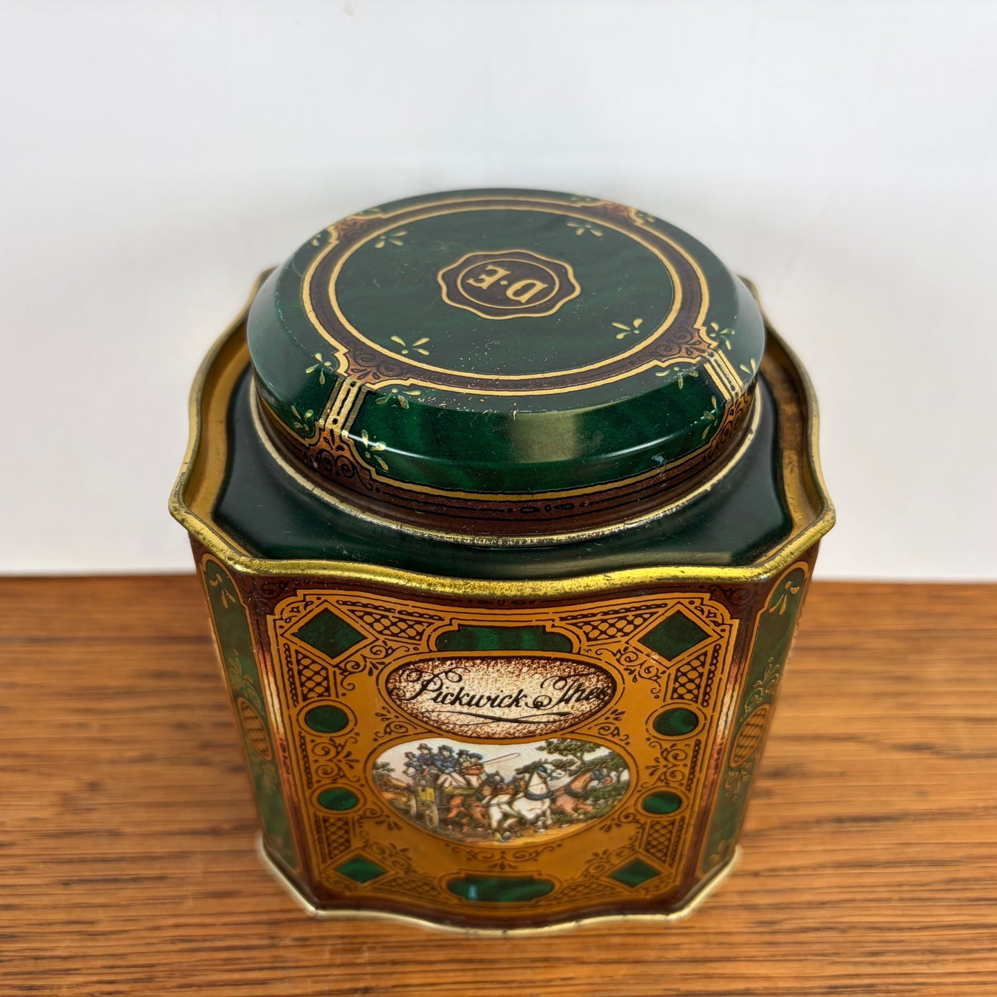 Vintage Pickwick Thee blik Douwe Egberts groen goud
