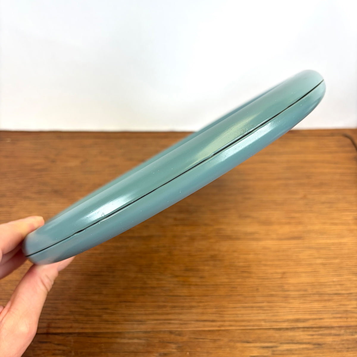 Vintage ronde spiegel blauw grijs