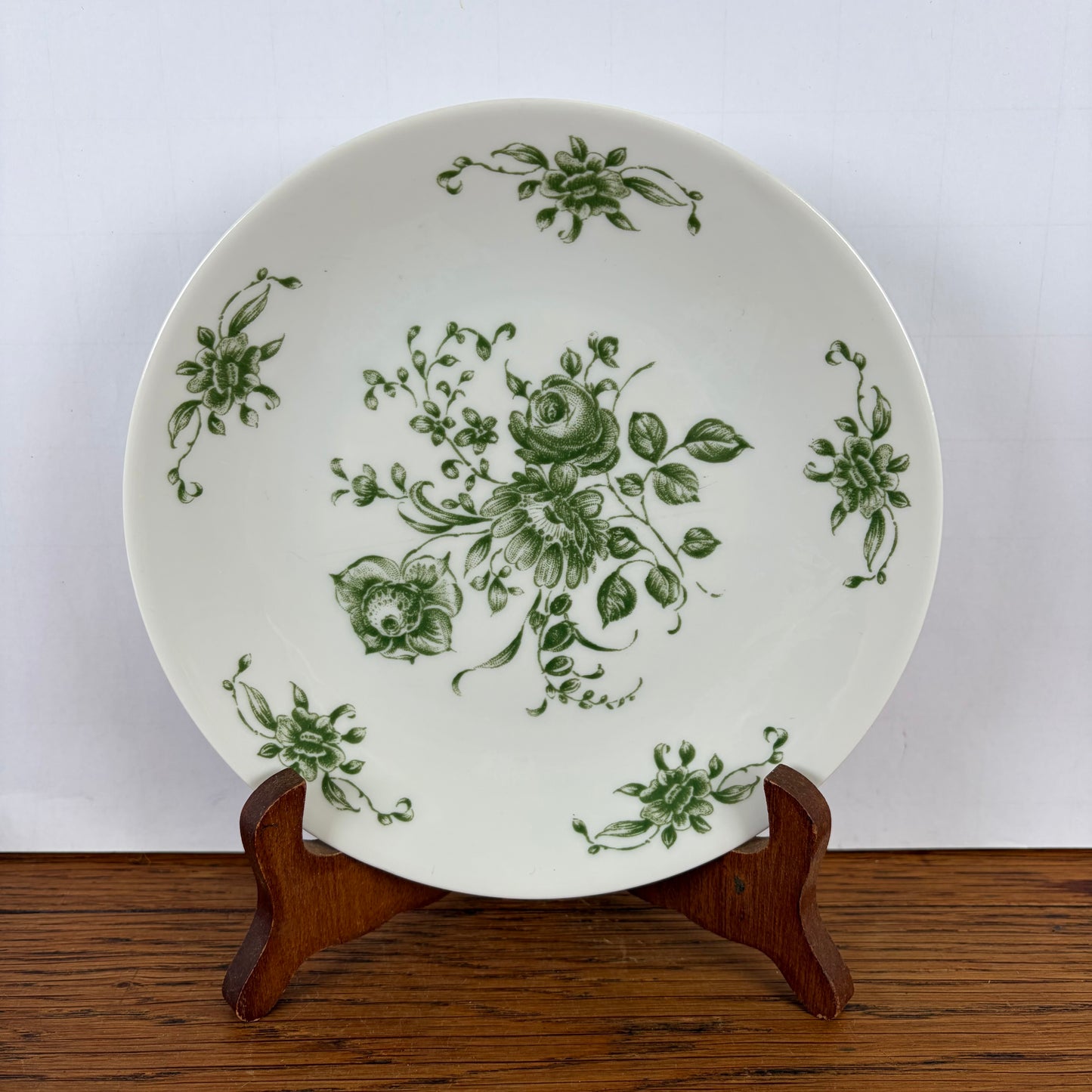 Vintage gebaksbordje groene bloem