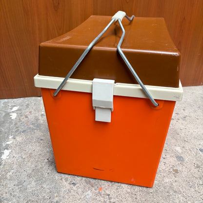 Vintage Curver koelbox oranje bruin