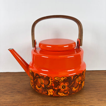 Vintage emaille theepot oranje