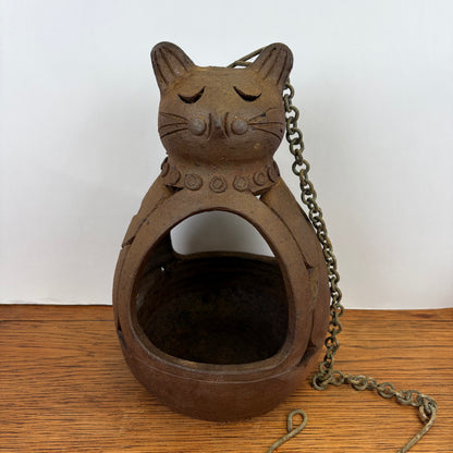 Vintage hangbloempot kat