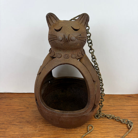 Vintage hangbloempot kat