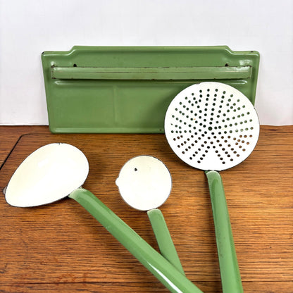 Vintage emaille lepelrek groen